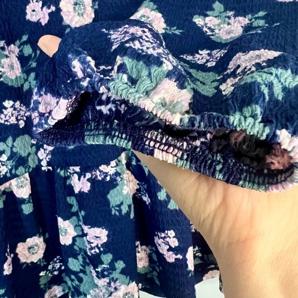 Ophelia Rose Blue Floral Print 3/4 Sleeves Blouse Size S - Picture 4 of 11